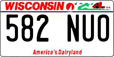 WI license plate 582NUO
