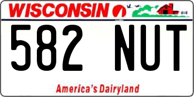 WI license plate 582NUT