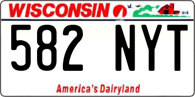WI license plate 582NYT