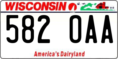 WI license plate 582OAA