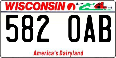 WI license plate 582OAB