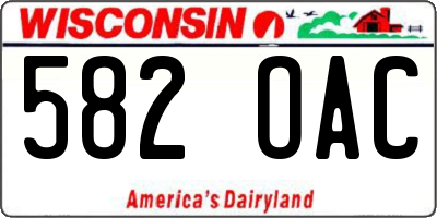 WI license plate 582OAC