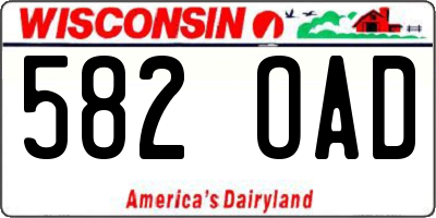 WI license plate 582OAD