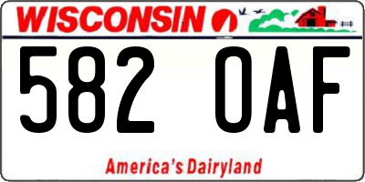 WI license plate 582OAF