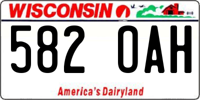 WI license plate 582OAH