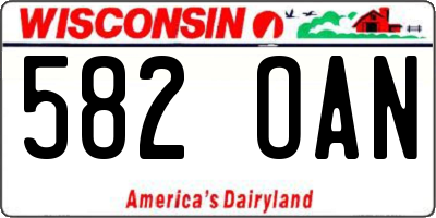 WI license plate 582OAN