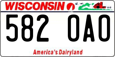 WI license plate 582OAO