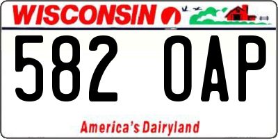 WI license plate 582OAP