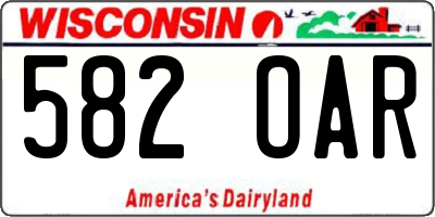 WI license plate 582OAR