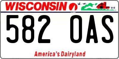 WI license plate 582OAS