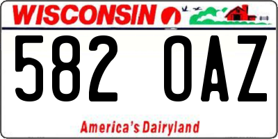 WI license plate 582OAZ