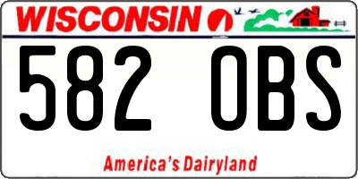 WI license plate 582OBS
