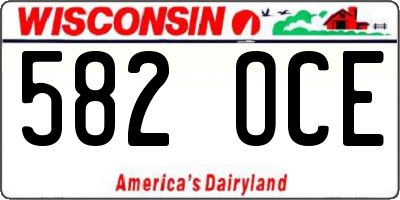 WI license plate 582OCE