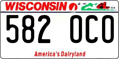 WI license plate 582OCO