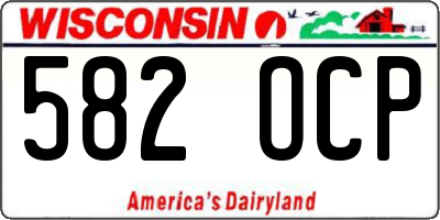 WI license plate 582OCP