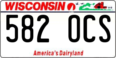 WI license plate 582OCS