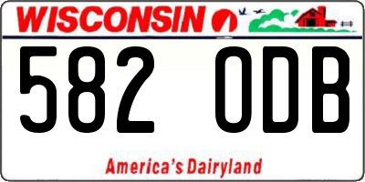 WI license plate 582ODB