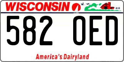 WI license plate 582OED