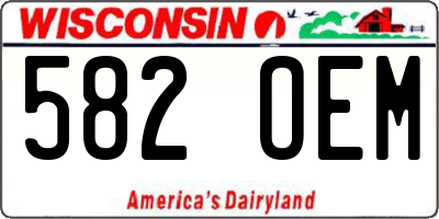 WI license plate 582OEM