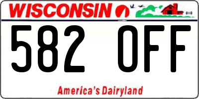 WI license plate 582OFF