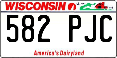 WI license plate 582PJC