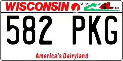 WI license plate 582PKG