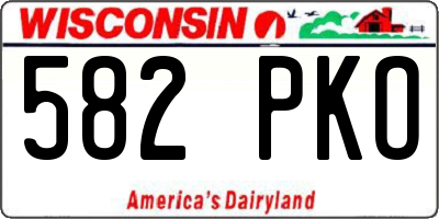 WI license plate 582PKO