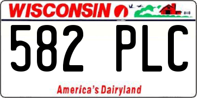 WI license plate 582PLC