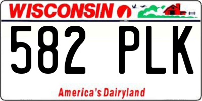 WI license plate 582PLK