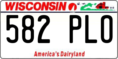 WI license plate 582PLO