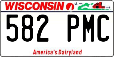 WI license plate 582PMC