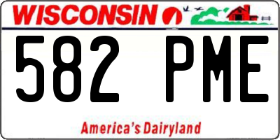 WI license plate 582PME