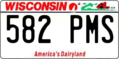 WI license plate 582PMS