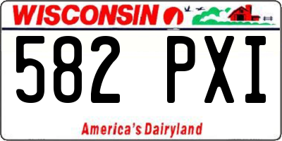 WI license plate 582PXI
