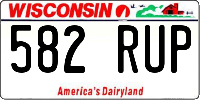 WI license plate 582RUP