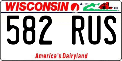 WI license plate 582RUS