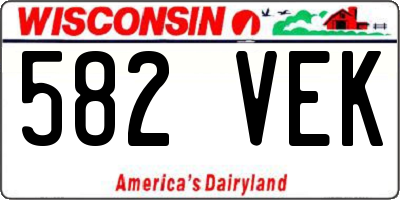 WI license plate 582VEK