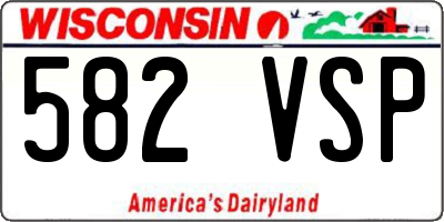 WI license plate 582VSP