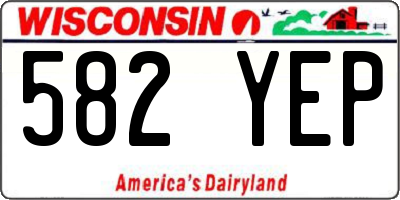 WI license plate 582YEP