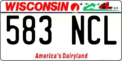 WI license plate 583NCL