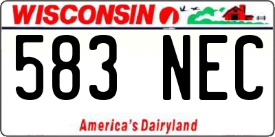 WI license plate 583NEC