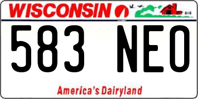 WI license plate 583NEO