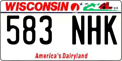 WI license plate 583NHK