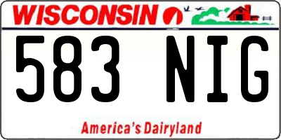 WI license plate 583NIG