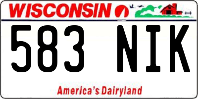 WI license plate 583NIK