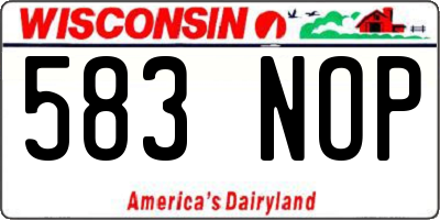 WI license plate 583NOP