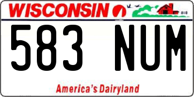 WI license plate 583NUM