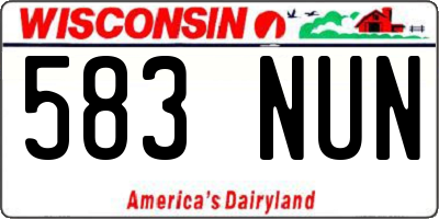 WI license plate 583NUN