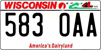 WI license plate 583OAA