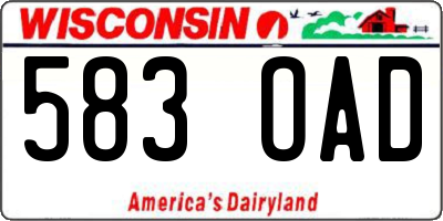 WI license plate 583OAD